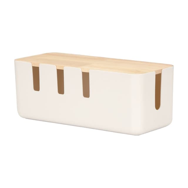 กล่องเก็บสายไฟพร้อมฝาปิด รุ่นโครี่ - สีขาว/ธรรมชาติ