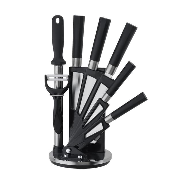 ชุดมีดพร้อมฐานรอง รุ่นอาโกเลีย (8 ชิ้น/ชุด) - สีดำ