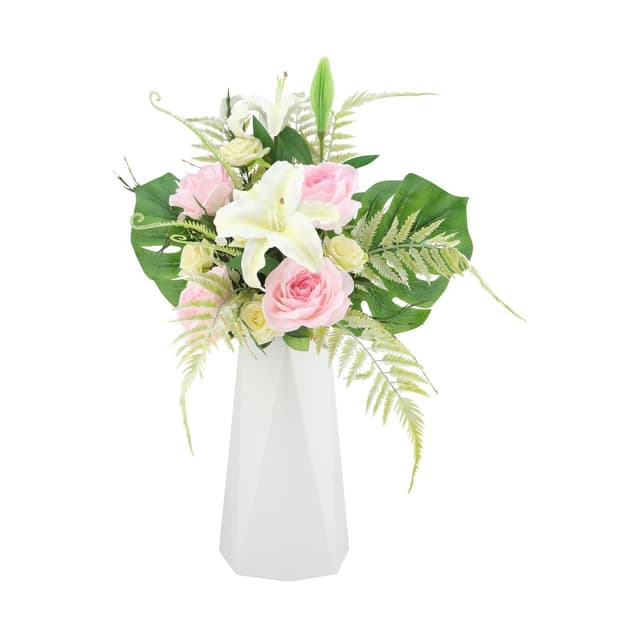 ดอกไม้ในแจกัน รุ่นลิลลี่-โรส - สีขาว/ชมพู