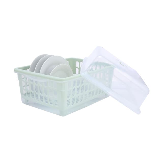 ที่คว่ำจาน พร้อมฝา รุ่นเจซีเจ ขนาด 45.4 x 33.5 x 29.7 ซม. - สีเขียว