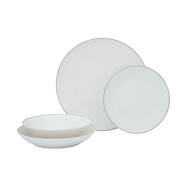 ชุดภาชนะ รุ่นเวลเลีย (16 ชิ้น/ชุด) - สีขาว/เงิน