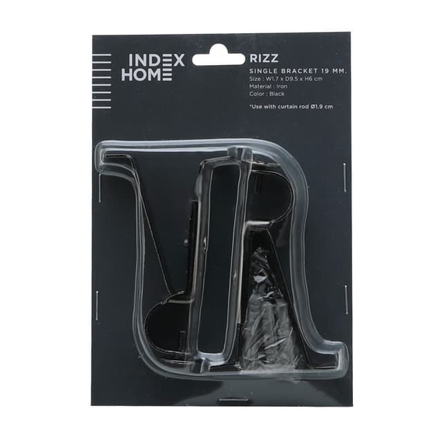 ขาจับรางม่าน 1 ชั้น รุ่นริซ 19 มม. - สีดำ