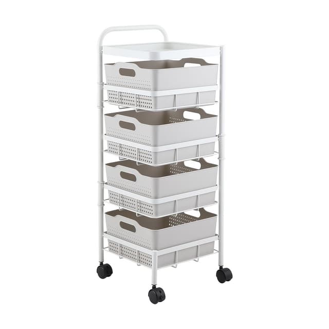 ชั้นวางของ 4 ชั้น พร้อมล้อ รุ่นเรซี่ - สีขาว