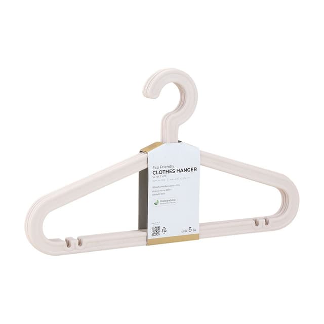 ไม้แขวนเสื้อ รุ่นอีโค่ (6 ชิ้น/ชุด) - สีเบจ