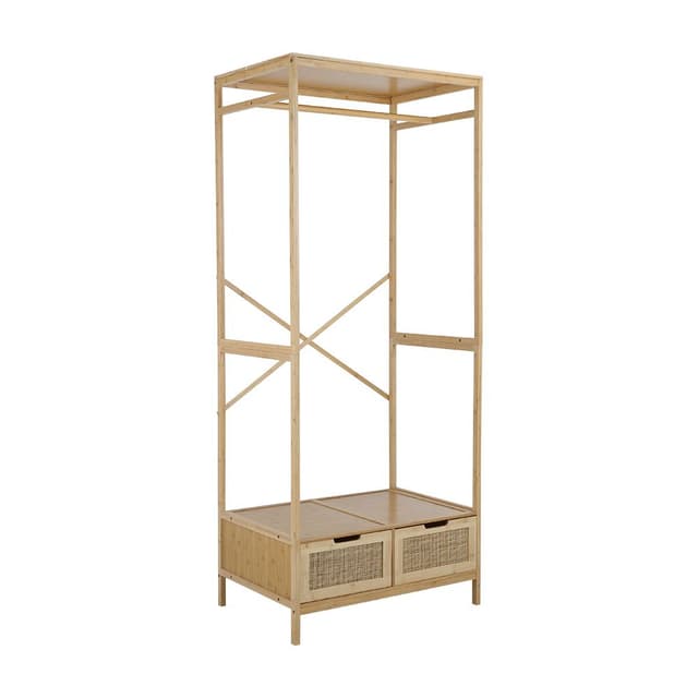 โครงตู้เสื้อผ้าพร้อมลิ้นชัก รุ่นสาน - สีธรรมชาติ