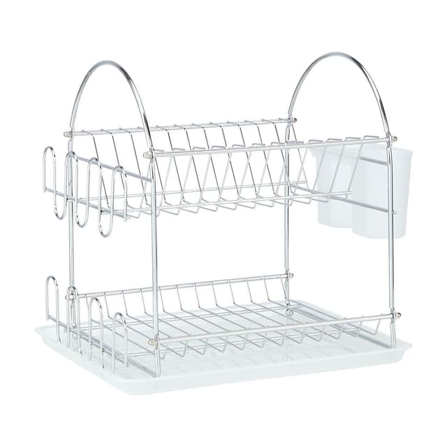 ที่คว่ำจาน 2 ชั้น รุ่นแฮร์รี่ - สีเงิน/ขาว