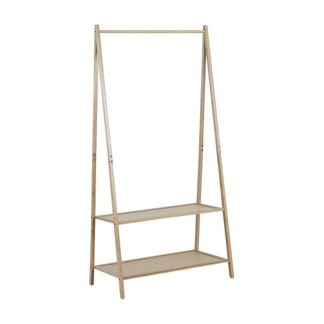 ราวแขวนผ้าพร้อมชั้นวาง รุ่นสาน ขนาด 80 x 43 x 160 ซม. - สีธรรมชาติ