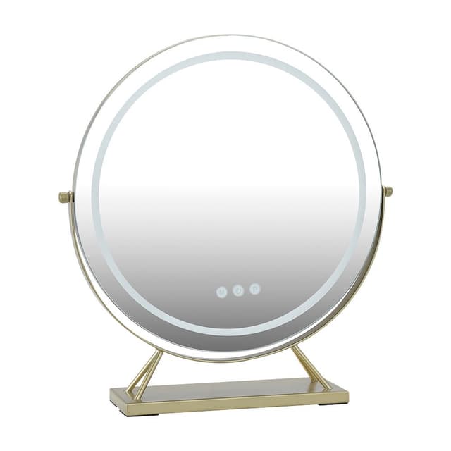 กระจก LED ตั้งโต๊ะทรงกลม รุ่นเฟรยา - สีทอง