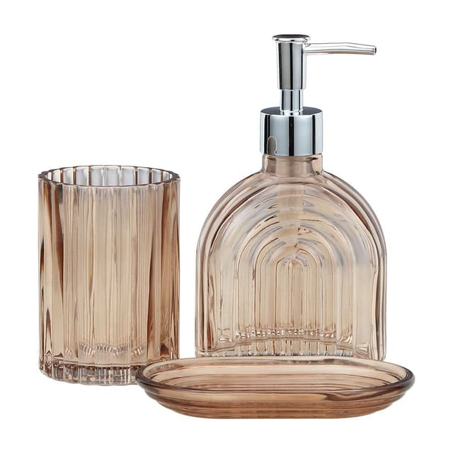 อุปกรณ์ในห้องน้ำ รุ่นชานิส (3 ชิ้น/ชุด) - สีน้ำตาลอ่อน