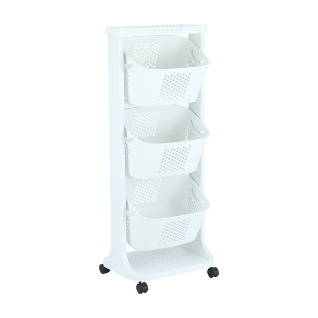 ตะกร้าผ้า 3 ชั้น พร้อมล้อ รุ่นมิกกิ - สีขาว