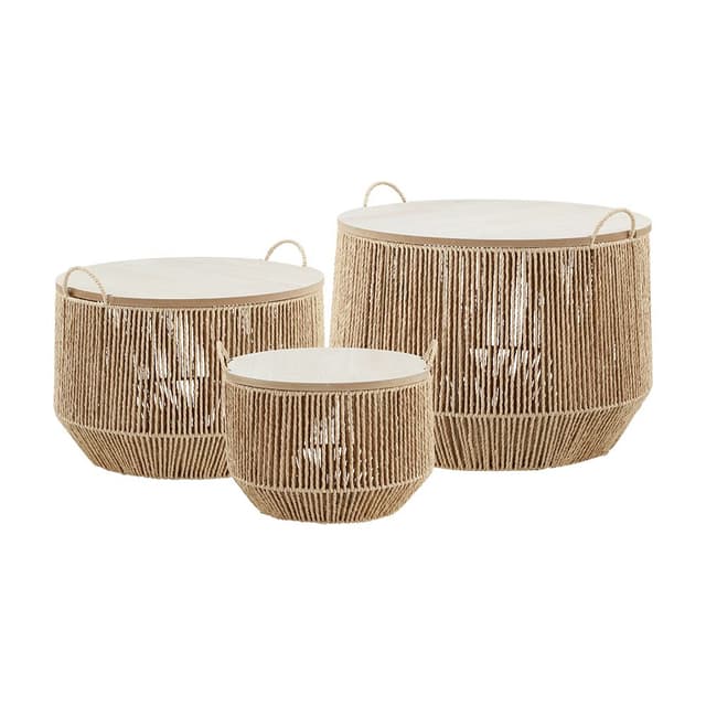 ตะกร้าพร้อมฝา รุ่นซาราห์ (3 ชิ้น/ชุด) - สีธรรมชาติ