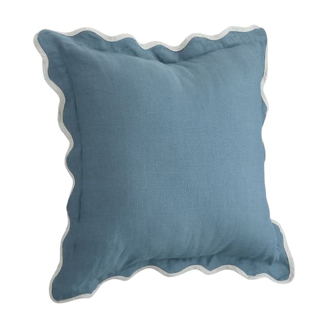 หมอนอิง รุ่นสแกลลอป-คอตตอน ขนาด 45 x 45 ซม. - สีน้ำเงิน/ขาวงาช้าง