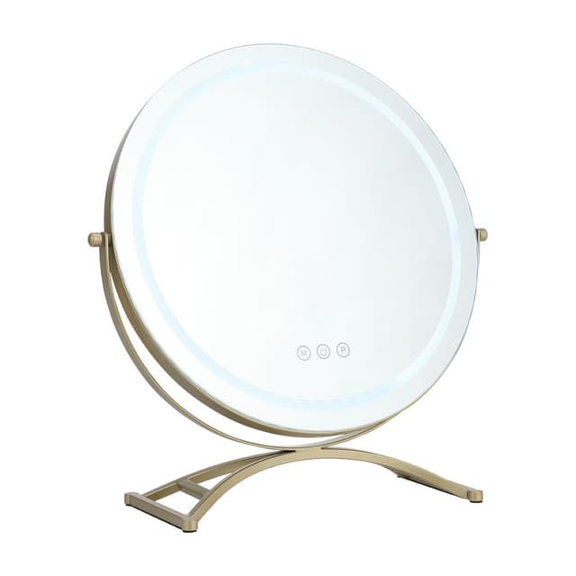 กระจก LED ตั้งโต๊ะทรงกลม รุ่นเฟรยา - สีโรสโกลด์