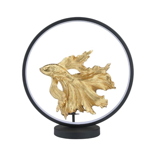 รูปปั้นปลากัดพร้อมไฟ LED รุ่นแอนดรูว์ ขนาด 15 นิ้ว - สีทอง/ดำ