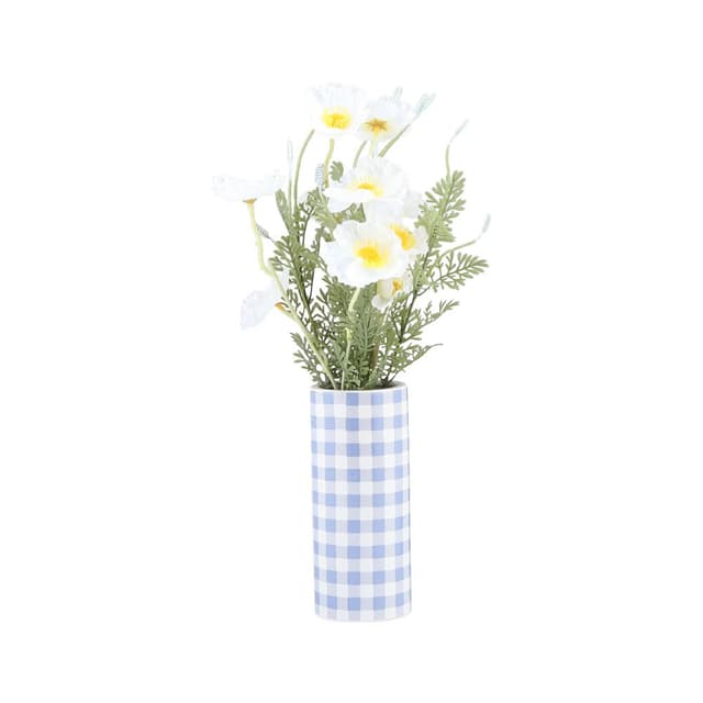 ดอกป๊อปปี้ในแจกันเซรามิก รุ่นเปเป้ - สีขาว/น้ำเงิน