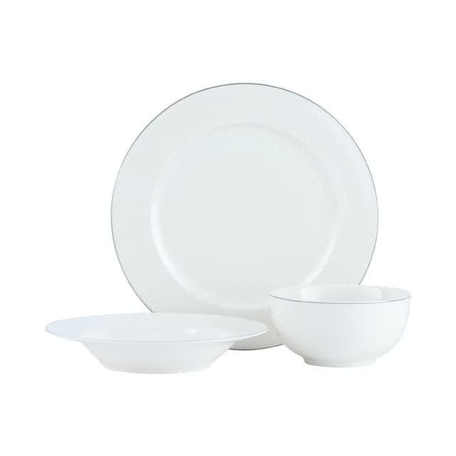 ชุดภาชนะ รุ่นแพลติโน่ (12 ชิ้น/ชุด) - สีขาว/เงิน