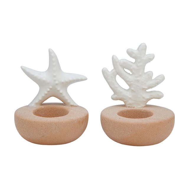 เชิงเทียน รุ่นสตาร์โครัลลี่ (2 ชิ้น/ชุด) - สีขาว/หินทราย