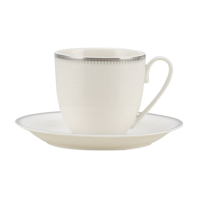 ถ้วยกาแฟพร้อมจานรอง รุ่นแอสเพโน่ ขนาด 200 มล. - สีขาว/เงิน