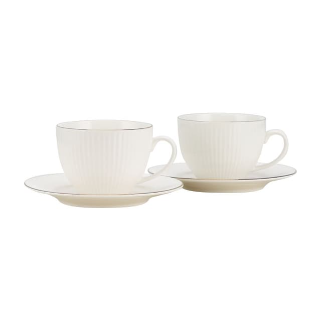 ชุดแก้วกาแฟพร้อมจานรอง รุ่นริชลิน (4 ชิ้น/ชุด) - สีขาว/ทอง