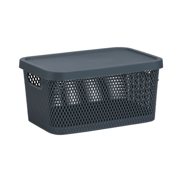 กล่องอเนกประสงค์พร้อมฝาปิด รุ่นเอแกน ขนาด 9.9 ลิตร - สีเทาเข้ม