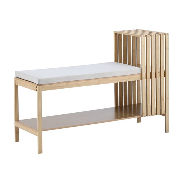 ม้านั่งพร้อมที่วางของ รุ่นชิซึโอะ - สีธรรมชาติ/เทาอ่อน