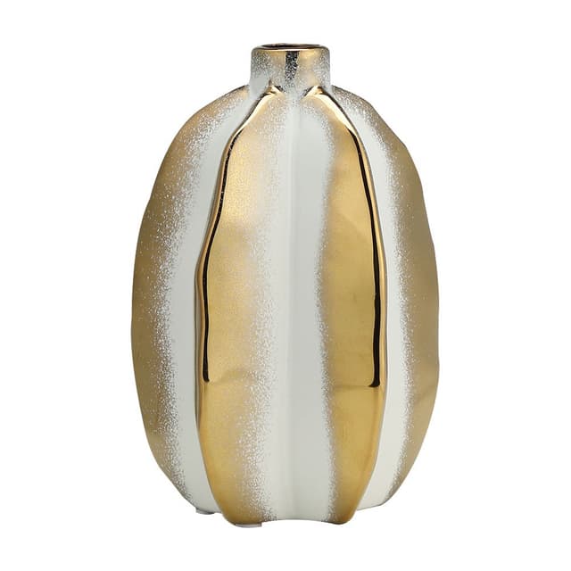 แจกันตั้งโต๊ะ รุ่นเลสเต้ ขนาด 9 นิ้ว - สีขาว/ทอง