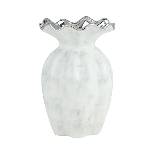 แจกันตั้งโต๊ะ รุ่นไดอะโน่ ขนาด 11 นิ้ว - สีขาว/เงิน