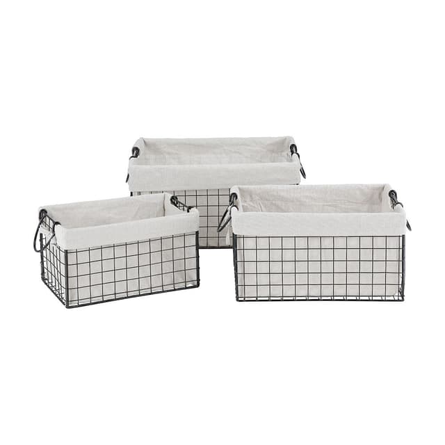 ตะกร้าเหล็ก รุ่นช็อปป้า (3 ชิ้น/ชุด) - สีดำ/ขาว