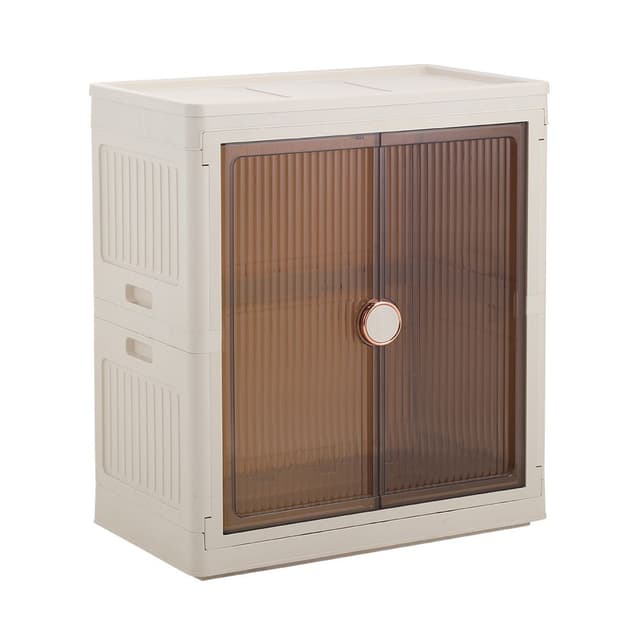 ตู้เก็บของพับได้ รุ่นออร์ลีน - สีขาวงาช้าง/น้ำตาล