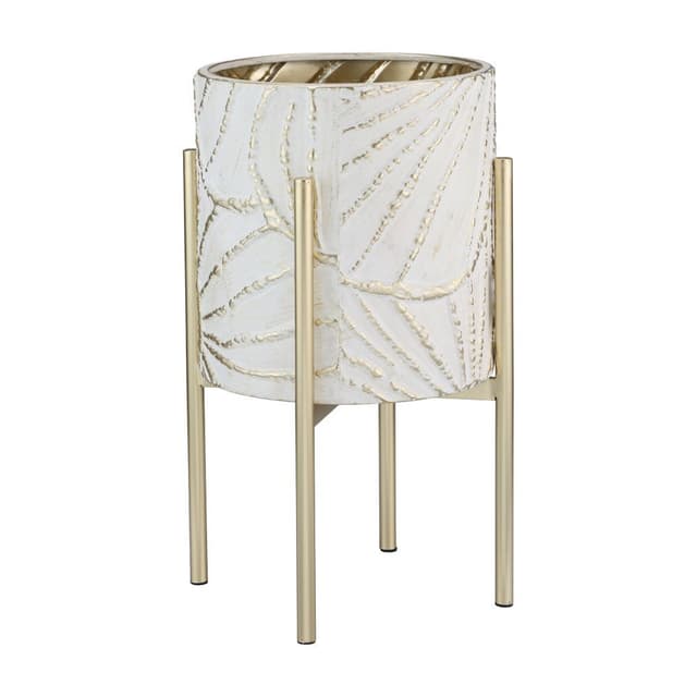 กระถางพร้อมขาตั้ง รุ่นโอราลิน ขนาด 26 x 50 ซม. - สีขาว/ทอง