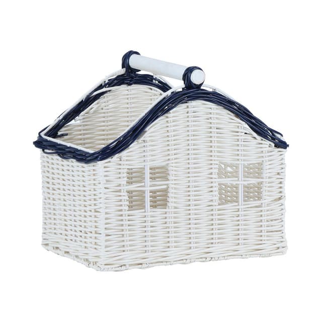 ตะกร้าทรงบ้าน รุ่นเฮาส์ ขนาด 34 x 26 x 32.5 ซม. - สีขาว/ฟ้าเข้ม
