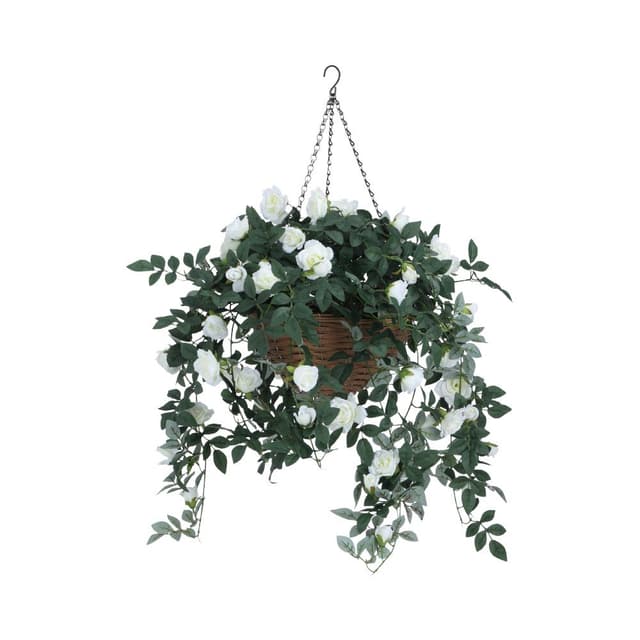 ดอกกุหลาบในกระถางแขวน รุ่นโรซี่ - สีขาว/เขียว