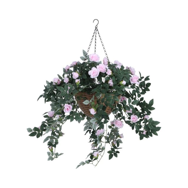 ดอกกุหลาบในกระถางแขวน รุ่นโรซี่ - สีชมพู/เขียว
