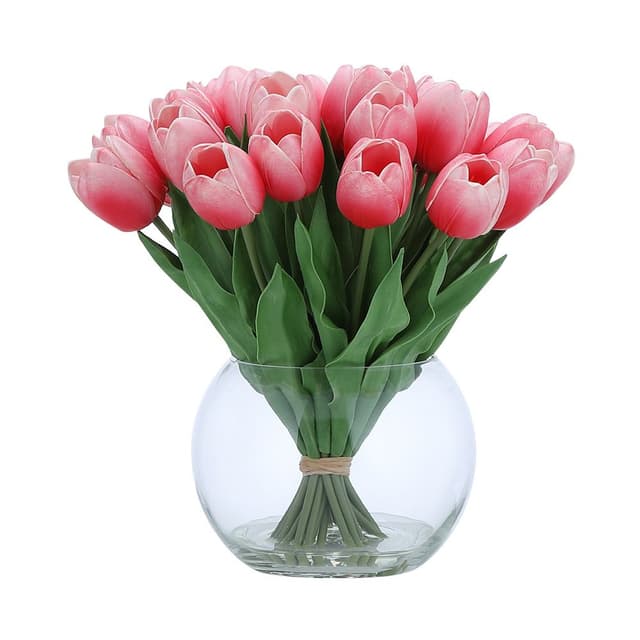 ทิวลิปในแจกัน 25 ดอก รุ่นทาลอเรีย - สีชมพู/ใสโปร่ง