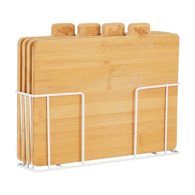 ชุดเขียงพร้อมที่วาง รุ่นโกเรส (5 ชิ้น/ชุด) - สีธรรมชาติ/ขาว