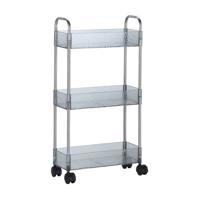 ชั้นวางของหน้าแคบ 3 ชั้นพร้อมล้อ รุ่นโทนี่ - สีเทา/เงิน