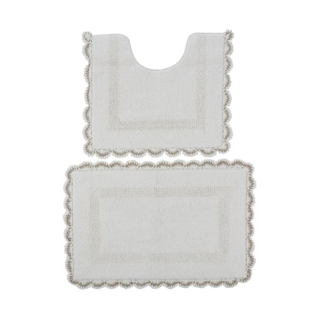 พรมเช็ดเท้า รุ่นไอนะ (2 ชิ้น/ชุด) - สีขาวงาช้าง/เบจ