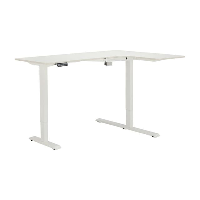 โต๊ะปรับไฟฟ้า L-shape รุ่นสแตนเลย์ แอล - สีขาว