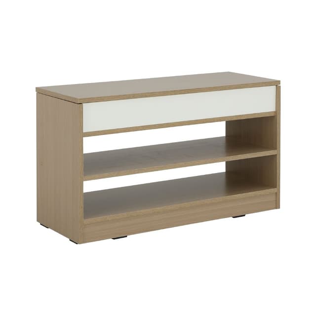 Furinbox ตู้รองเท้า 2 ชั้น รุ่นมินิโอ - สีธรรมชาติ/ขาว