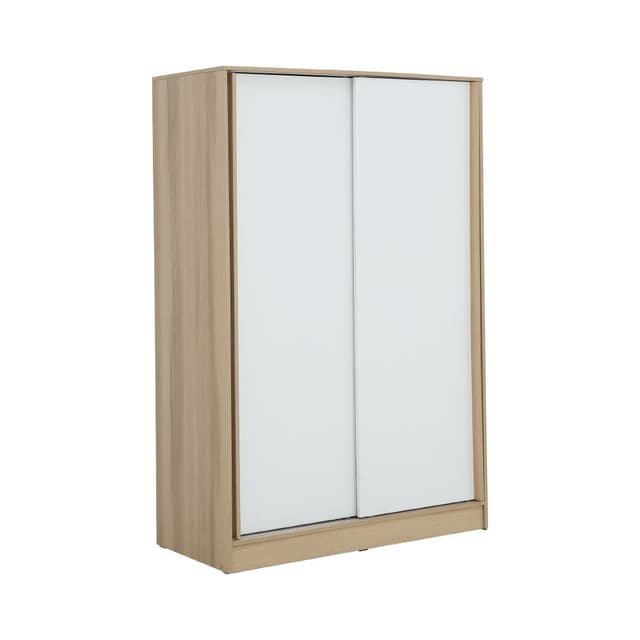 Furinbox ตู้เสื้อผ้าบานสไลด์ รุ่นจัสมิน ขนาด 120 ซม. - สีธรรมชาติ/ขาว