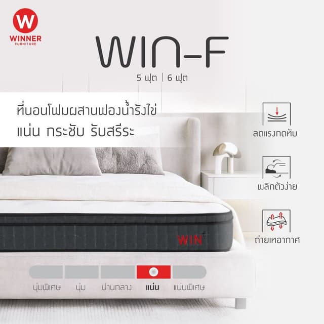 ที่นอน รุ่นวิน-เอฟ - สีขาว/เทาเข้ม